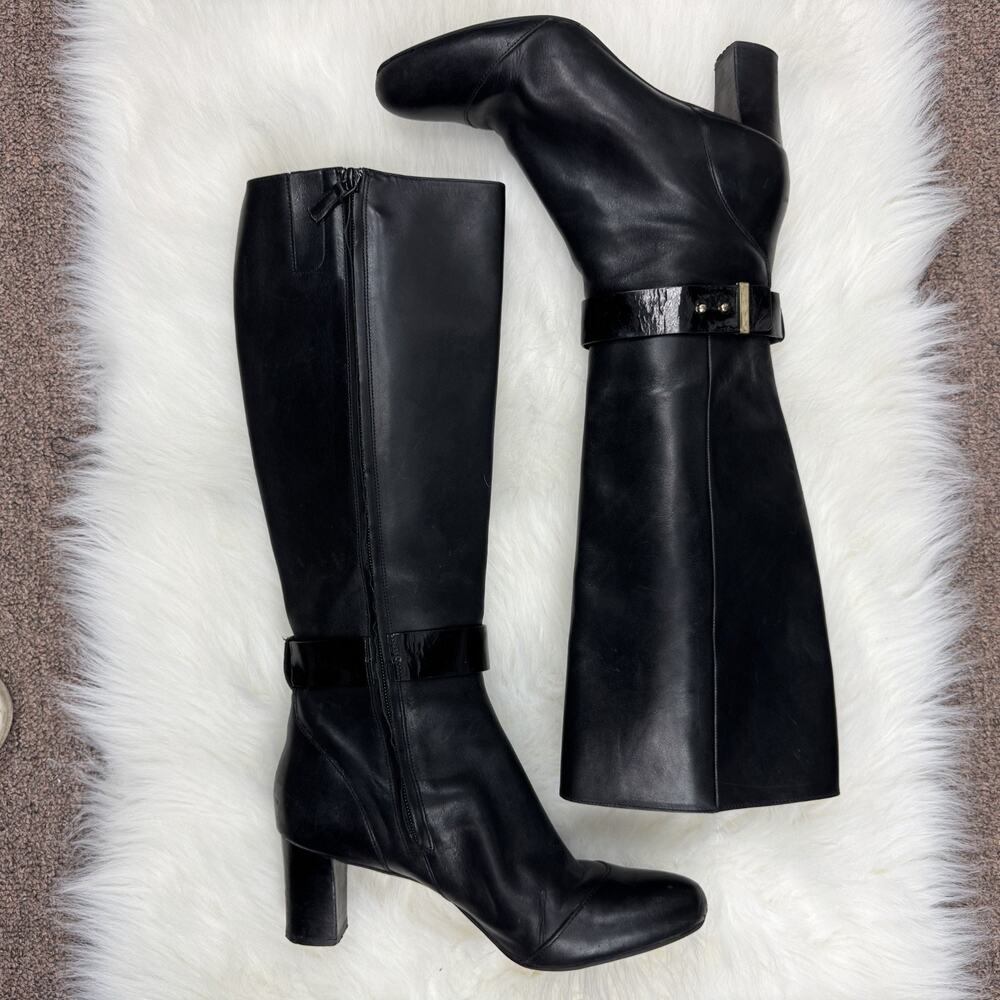 Cole Haan Miriam Black Leather Tall Riding Boots Women's Size 10 B - Picture 2 of 11